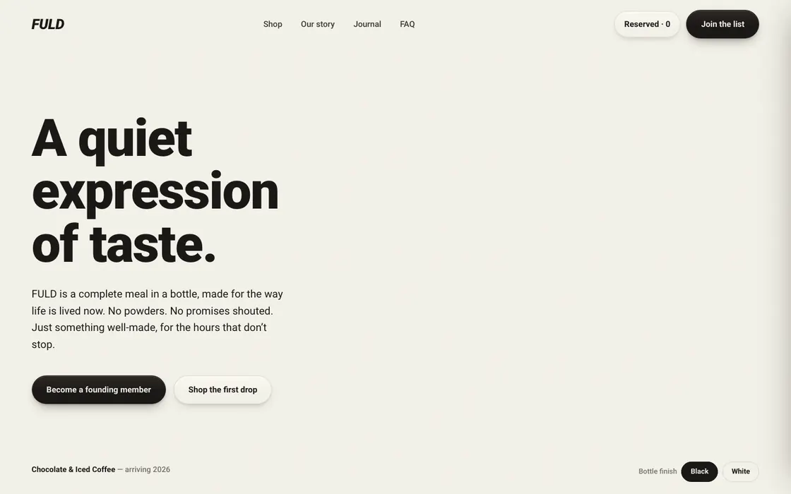 FULD homepage: A quiet expression of taste