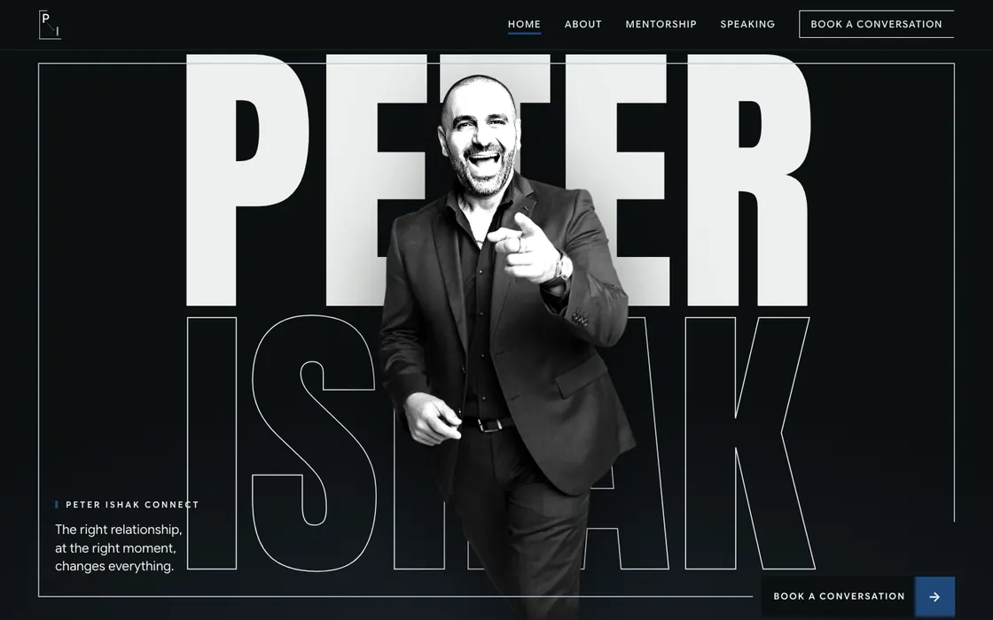 Peter Ishak Connect homepage: Peter in front of his name in large type