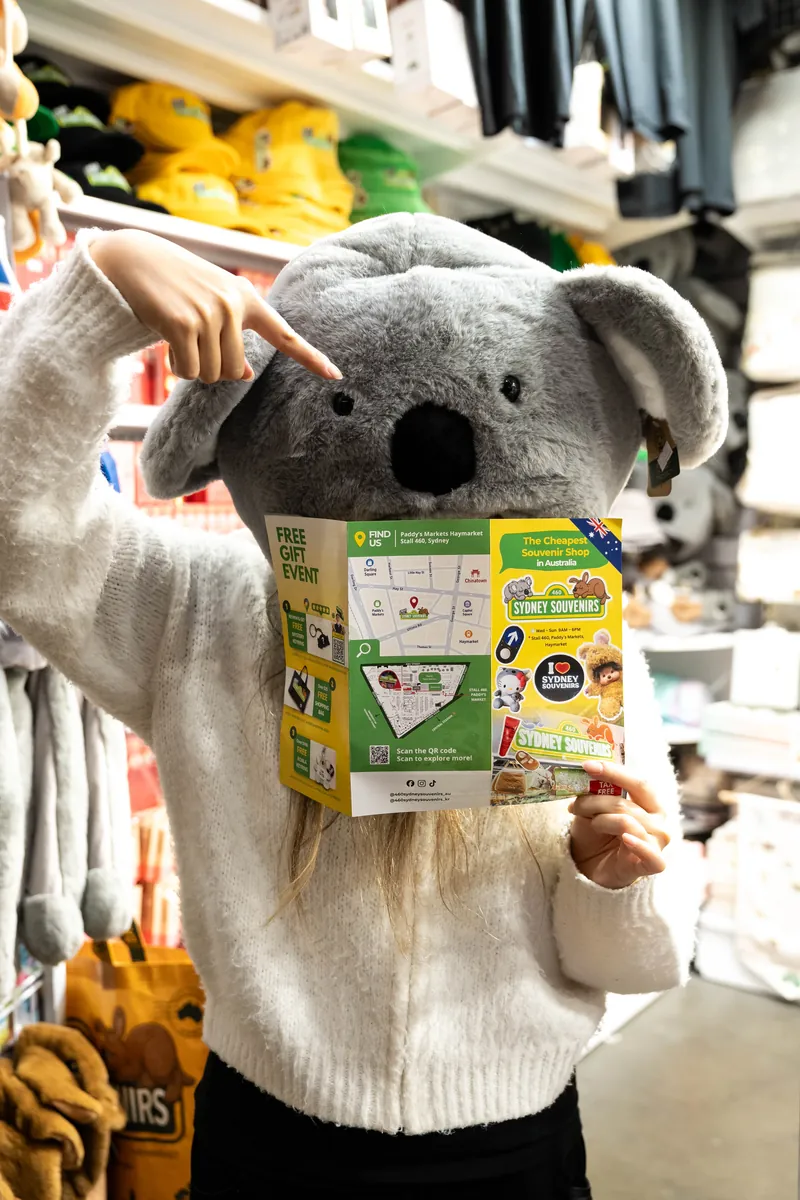 Koala hat modelled in the store