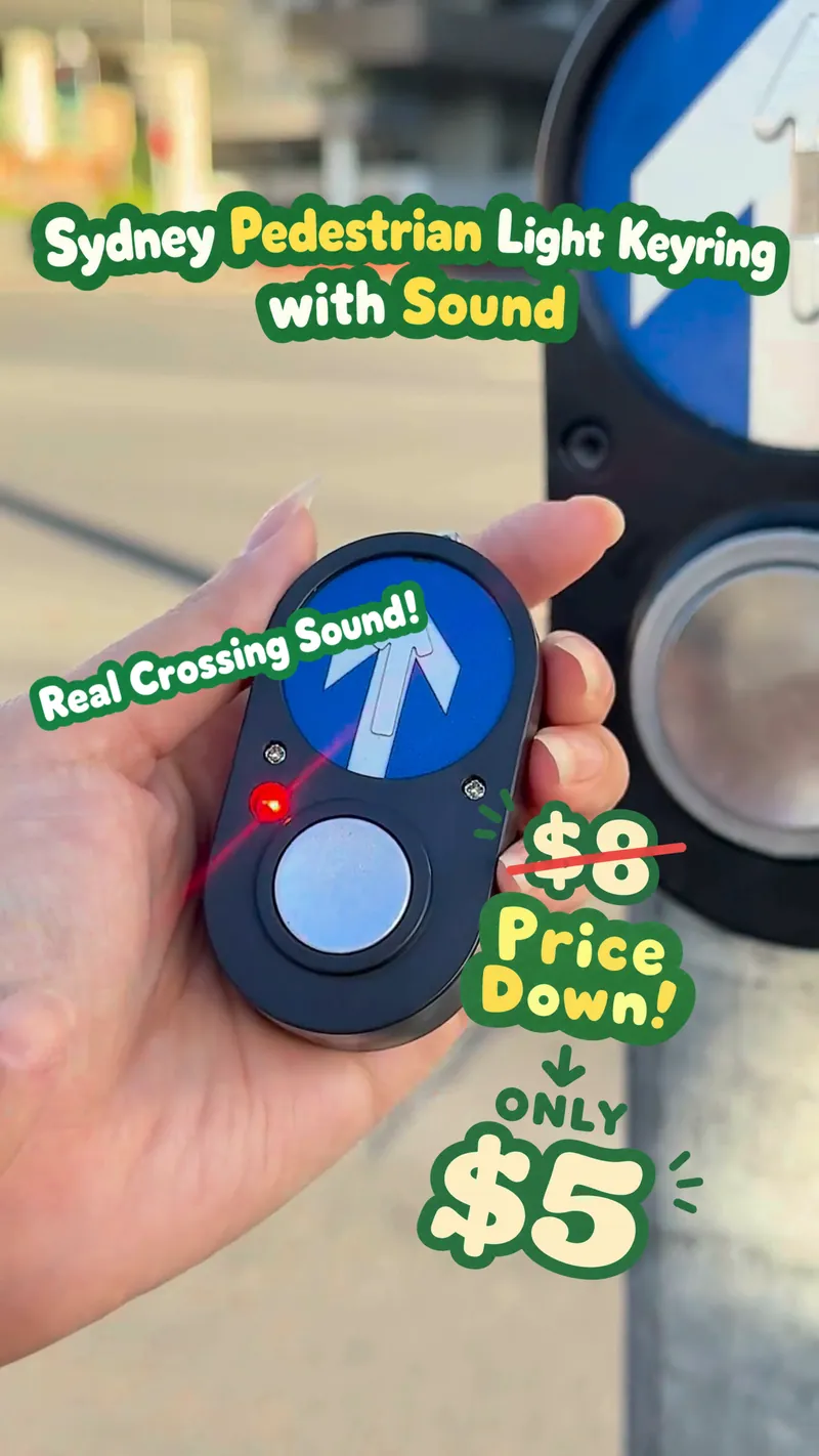Social post for a pedestrian-crossing light keyring