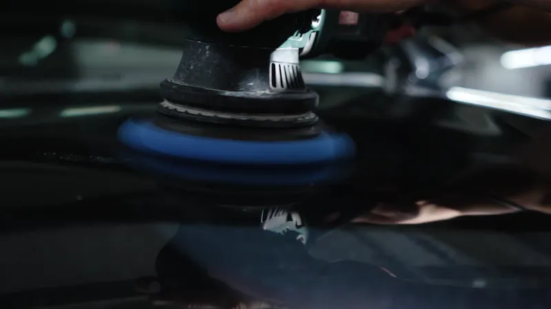 A polishing pad on black paint, from the GenTek product shoot