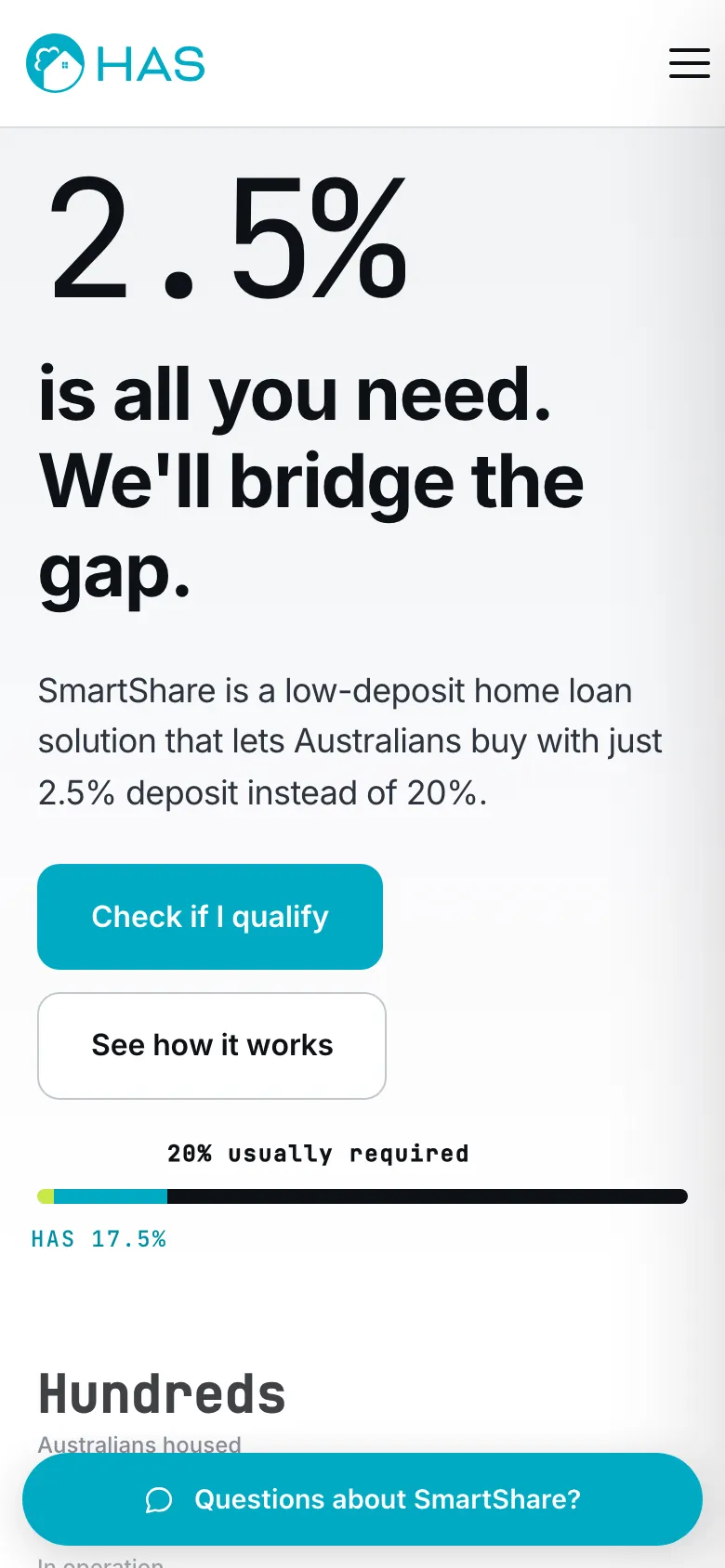 The HAS website on a phone