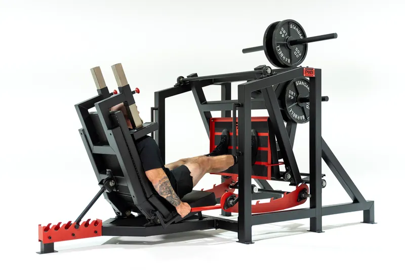 A PHD Strength machine in use, shot on white