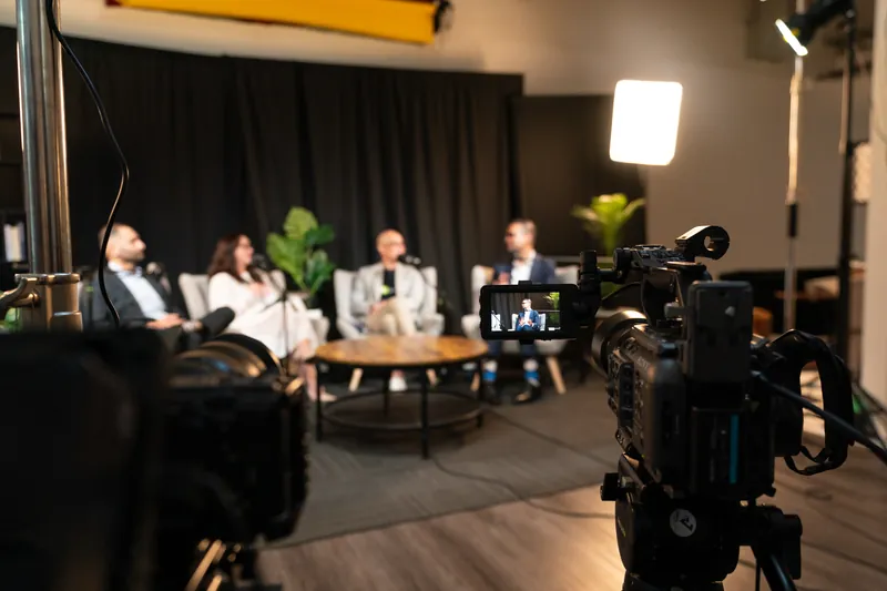 The multi-camera podcast set for Ryker Capital