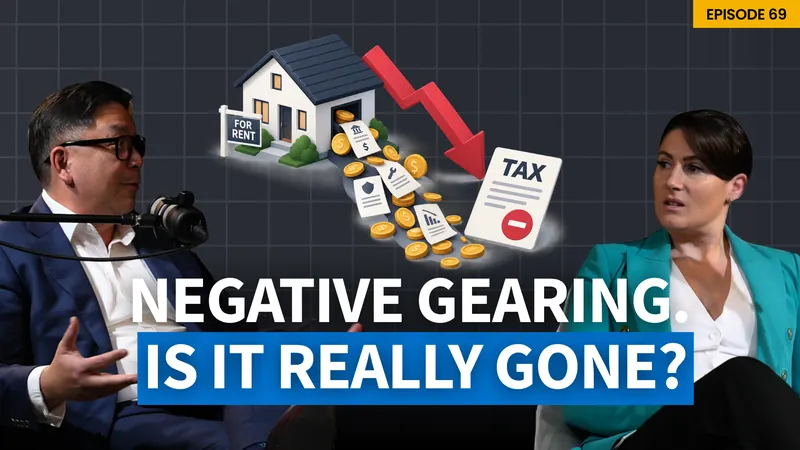 YouTube thumbnail for a Ryker Capital podcast episode on negative gearing