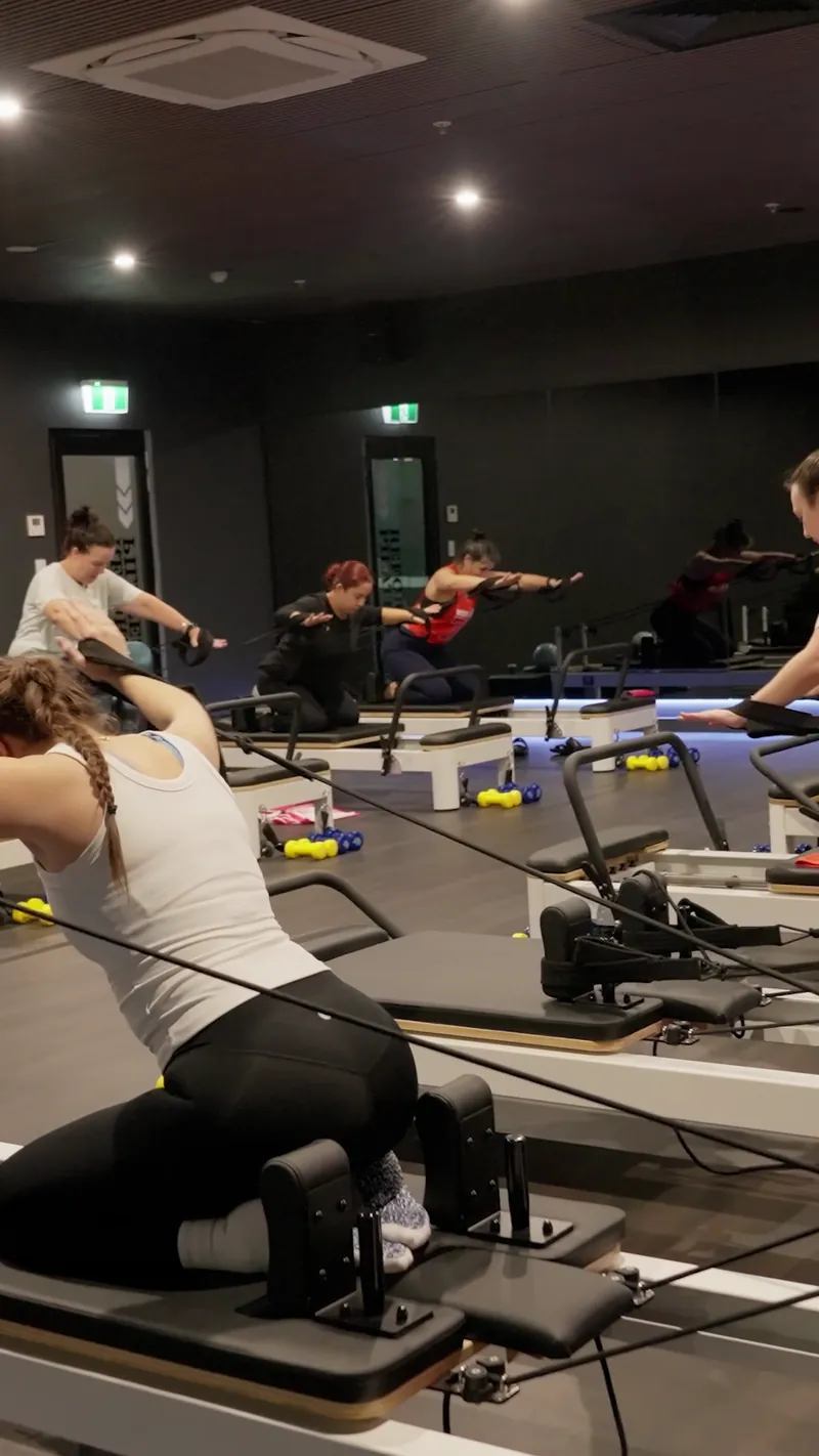 Frame from Reformer Pilates promo, World Gym
